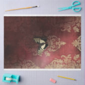 Dicke Streifen Schmetterling auf Maroon Damask Wal Seidenpapier (Basteln)