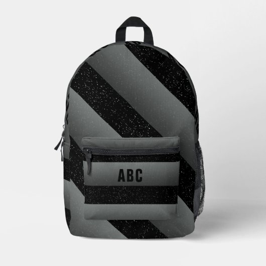 Dicke Streifen Schwarz-weiß Grau-Monogramm Bedruckter Rucksack (Vorderseite)