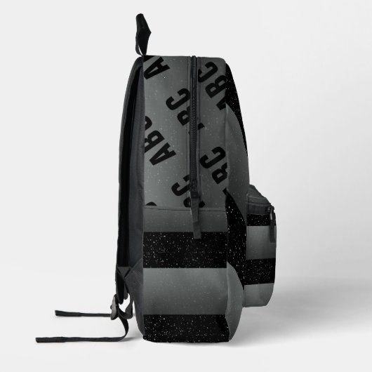 Dicke Streifen Schwarz-weiß Grau-Monogramm Bedruckter Rucksack (Links)