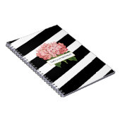 Dicke Streifen und rosa Hydrangeas Personalisiert Notizblock (Rechte Seite)