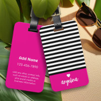 Dicke Streifenmuster - Herz-Monogramm, Hot-Pink