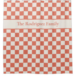 Dicke Terrakotta Creme Prüfmuster mit Namen Duschvorhang