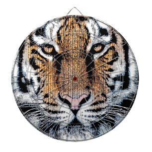 Dicke Tiger Portrait Graphic Press Style Dartscheibe
