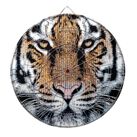 Dicke Tiger Portrait Graphic Press Style Dartscheibe (vorne)