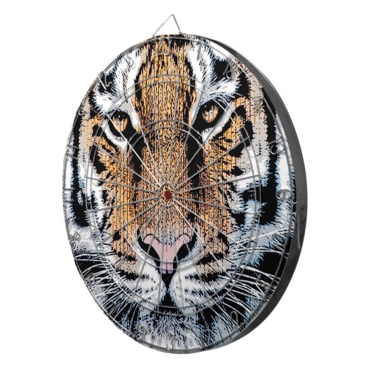 Dicke Tiger Portrait Graphic Press Style Dartscheibe (Vorderseite rechts)