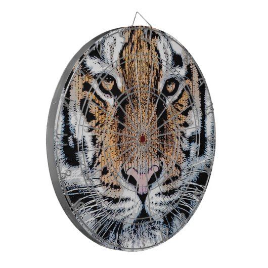 Dicke Tiger Portrait Graphic Press Style Dartscheibe (Vorderseite Links)