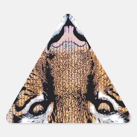 Dicke Tiger Portrait Graphic Press Style Dreieckiger Aufkleber (Vorderseite)