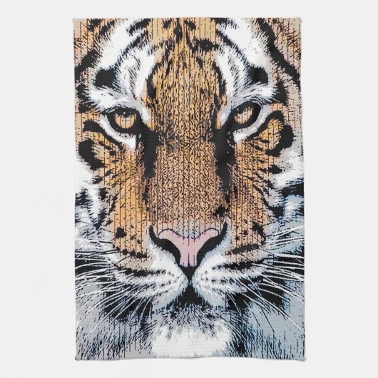 Dicke Tiger Portrait Graphic Press Style Handtuch (Vertikal)