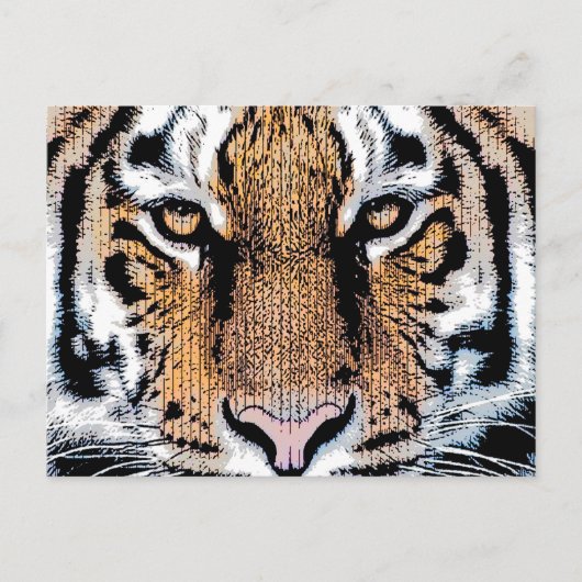 Dicke Tiger Portrait Graphic Press Style Postkarte (Vorderseite)