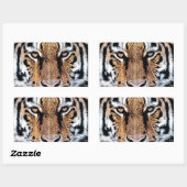 Dicke Tiger Portrait Graphic Press Style Rechteckiger Aufkleber (Blatt)