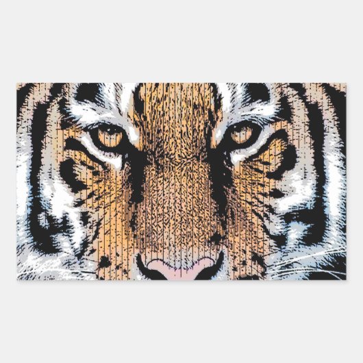 Dicke Tiger Portrait Graphic Press Style Rechteckiger Aufkleber (Vorderseite)