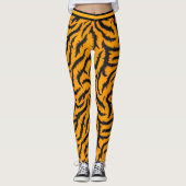 Dicke Tiger Streifen Muster in Orange und Schwarz Leggings (Vorderseite)
