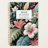 Dicke tropische botanische Muster Monogramm Planer (Vorderseite)