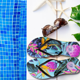 Dicke tropische Foliage Muster mit Hummingbird Badesandalen