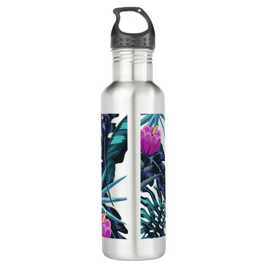 Dicke tropische Foliage Muster mit Hummingbird Edelstahlflasche (Rückseite)