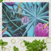 Dicke tropische Foliage Muster mit Hummingbird Geschirrtuch (Gefaltet)