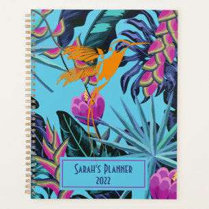 Dicke tropische Foliage Muster mit Hummingbird Planer