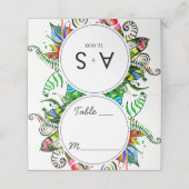 Dicke tropische Palmenblättrige botanische Tischnu Platzkarte (Außenseite Aufgefaltet)