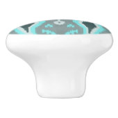 Dicke Türkis Blau Grau Ikat Tribal Art Muster Keramikknauf (Seitenansicht)
