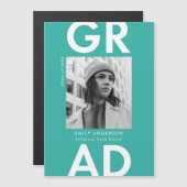 Dicke türkisfarbene Foto Abschluss Magneteinladung (Vorne/Hinten)