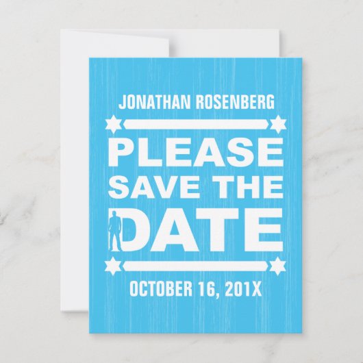Dicke Typ Bar Mitzvah Save the Date in Light Blue (Vorderseite)