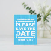 Dicke Typ Bar Mitzvah Save the Date in Light Blue (Stehend Vorderseite)