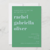 Dicke Typografie Blau und grüne moderne Bat Mitzva Einladung (Vorderseite)