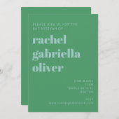 Dicke Typografie Blau und grüne moderne Bat Mitzva Einladung (Vorne/Hinten)