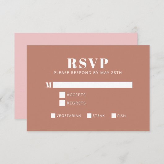 Dicke Typografie Blush und Terracotta Bat Mitzvah RSVP Karte (Vorne/Hinten)