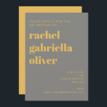 Dicke Typografie Gelb und Grau Bat Mitzvah Einladung<br><div class="desc">Fett Typografie Gelb und Grau Moderne Bat Mitzvah Einladung</div>