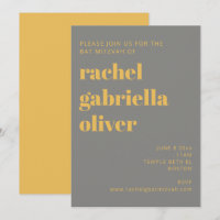 Dicke Typografie Gelb und Grau Bat Mitzvah