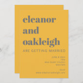 Dicke Typografie Gelb und Grau Moderne Hochzeit Einladung (Vorne/Hinten)