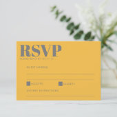 Dicke Typografie Gelb und Grau Moderne Hochzeit RSVP Karte (Stehend Vorderseite)