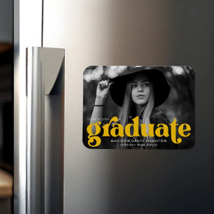 Dicke Typografie Gelbes Foto Abschluss Magnet
