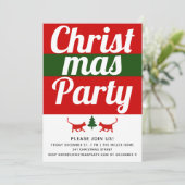 Dicke Typografie-Katze, Weihnachtsfeier am Baum Einladung (Stehend Vorderseite)