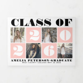 Dicke Typografie-Klasse des Kollagenrot des Fotos  Dreifach Gefaltete Ankündigung