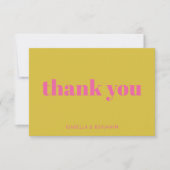 Dicke Typografie rosa gelbe Hochzeitsflette Dankeskarte (Vorderseite)