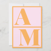 Dicke Typografie Vibranntrosa Orangenmonogramm Einladung (Vorderseite)