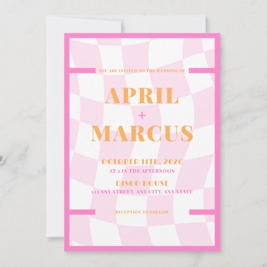 Dicke Typografie Vibranntrosa Orangenmonogramm Einladung (Rückseite)