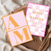 Dicke Typografie Vibranntrosa Orangenmonogramm Einladung