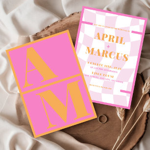 Dicke Typografie Vibranntrosa Orangenmonogramm Einladung