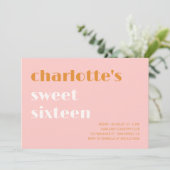 Dicke typografische Lachs 16 . Geburtstag Einladung (Stehend Vorderseite)