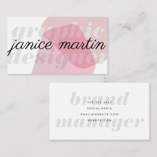 Dicke und Cursive Abstrakte Grafik Visitenkarte (Vorne/Hinten)