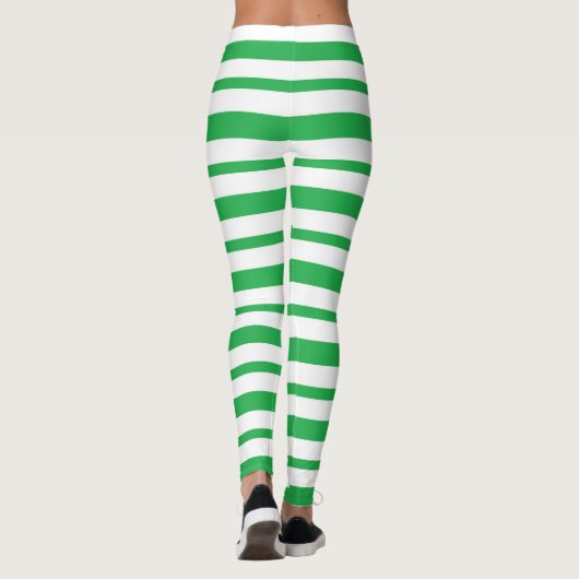 Dicke und dünne, grüne und weiße Streifen Leggings (Rückseite)