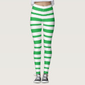 Dicke und dünne, grüne und weiße Streifen Leggings (Vorderseite)