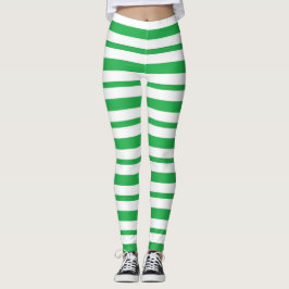 Dicke und dünne, grüne und weiße Streifen Leggings