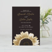 Dicke und elegante schwarze Goldblume Einladung (Stehend Vorderseite)