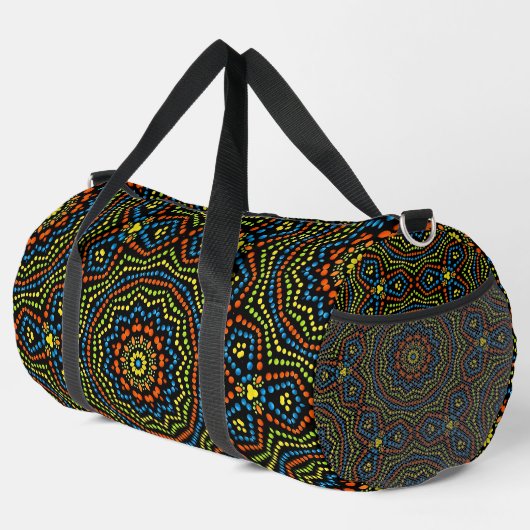 Dicke und farbenfrohe Dot Art Muster Duffle Bag (Rechte Ecke)