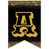 Dicke und große Buchstaben Schwarz und Gold glückl Wimpelkette (Dritte Fahne)