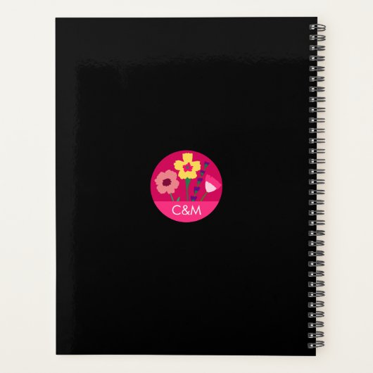 Dicke und helle Fuchsia Rosa Frühlingsblütenhochze Planer (Rückseite)